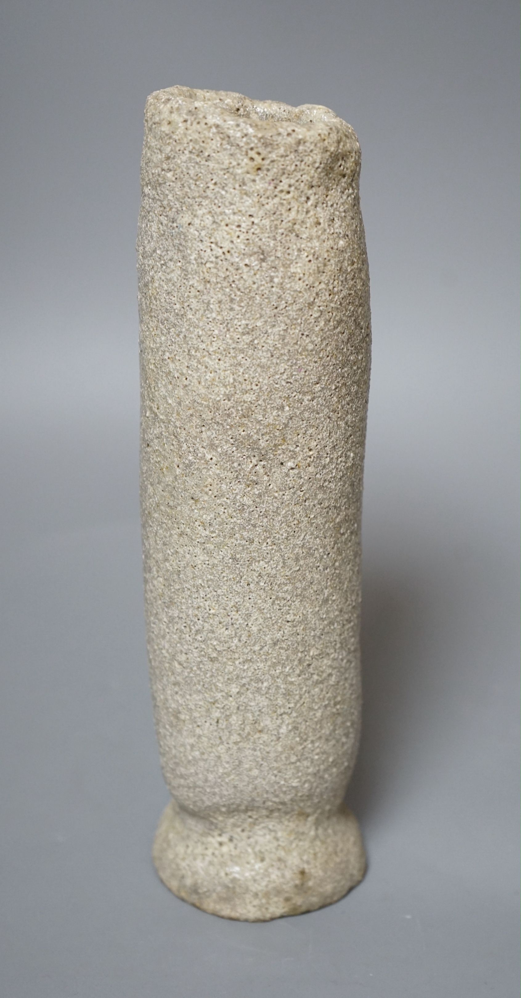 Dan Arbeid (1928-2010), a tall volcanic glazed stoneware vessel, ex Bonhams, Knightsbridge, 12 November 1992 sale, lot 270, impressed mark to base, 26cm tall